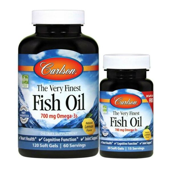

Рыбий жир The Very Finest Fish Oil Carlson Labs лимон 120+30 капсул (CAR088)