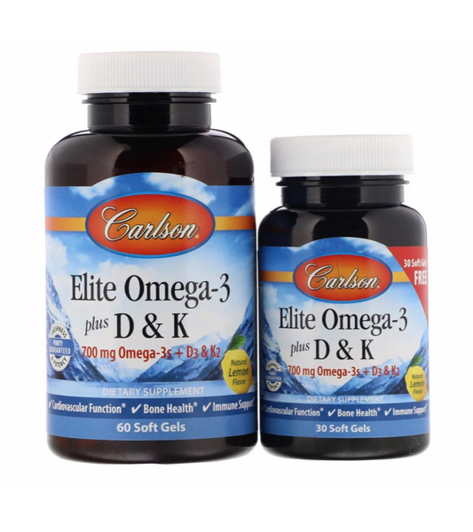 

Омега 3 + витамины D3+К Elite Omega 3+D&K Carlson Labs 60+30 капсул (CAR124)