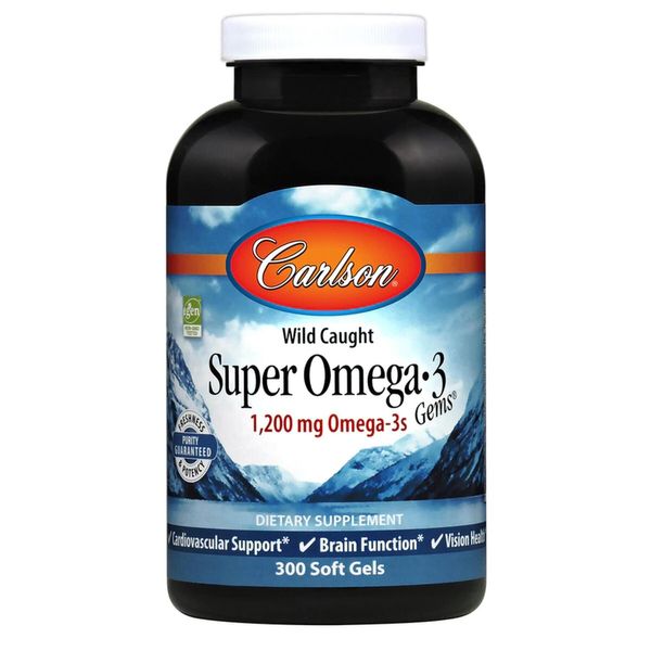

Рыбий жир Wild Caught Super Omega·3 Gems Fish Oil Carlson Labs 1200 мг 300 капсул (CAR108)