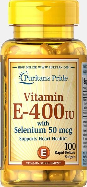 

Витамин Е с селеном Vitamin E-400 with Selenium Puritan's Pride 400 МО/50 мг 100 капсул (PP459)