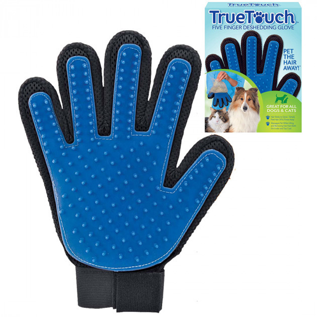 

Перчатка для вычесывания шерсти True Touch UTM Черно-синяя (DV42312)