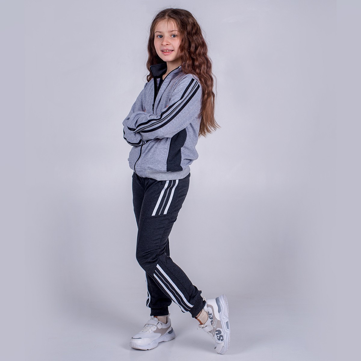 

Костюм спортивный SmileTime Just Stripes рост 134 см серый (SX3-29-2)