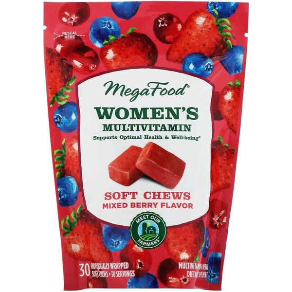 

Витамины для женщин Women's Multivitamin Soft Chews Mixed Berry Flavor MegaFood 30 жевательных конфет (MF014)