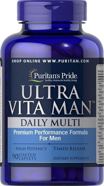 

Витамины для мужчин Ultra Vita Man Daily Multi Puritan's Pride 180 каплет (PP085)