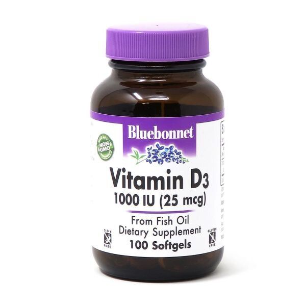 

Витамин D3 Vitamin D3 Bluebonnet Nutrition 1000 МЕ 100 капсул (BB163)