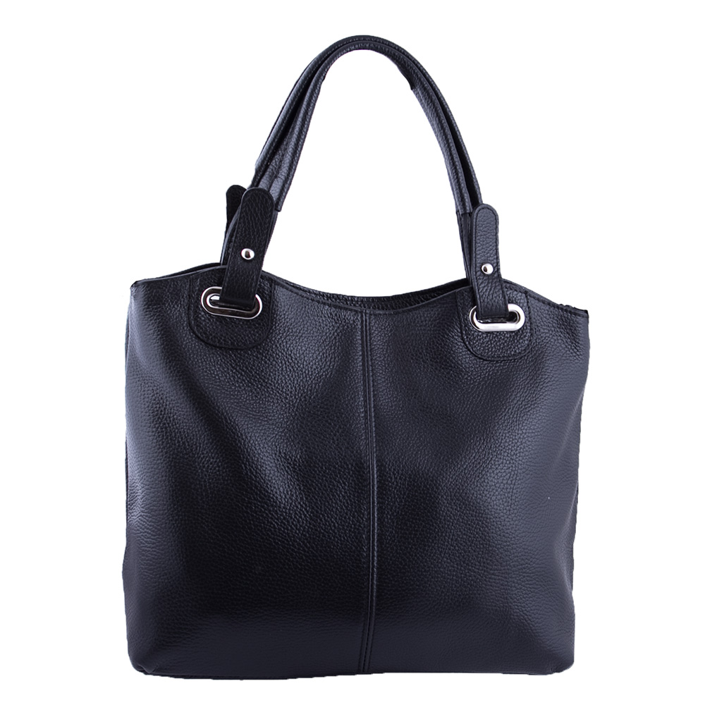 

Сумка женская кожаная на двух ручках Genuine leather 16822 черная