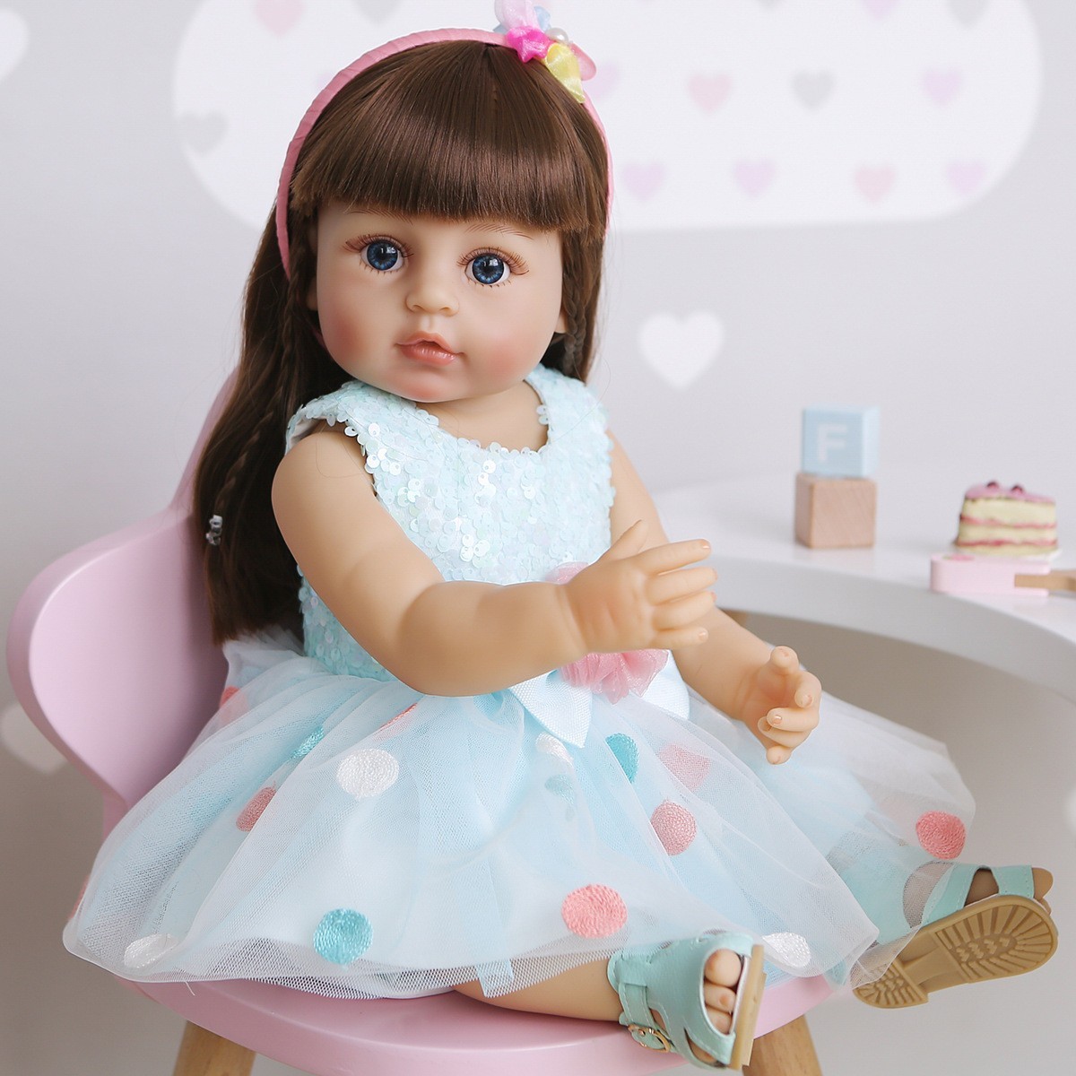 

Силіконова Колекційна Лялька Реборн Reborn Дівчинка ( Вінілова Лялька Doll 22) NPK Висота 55 см