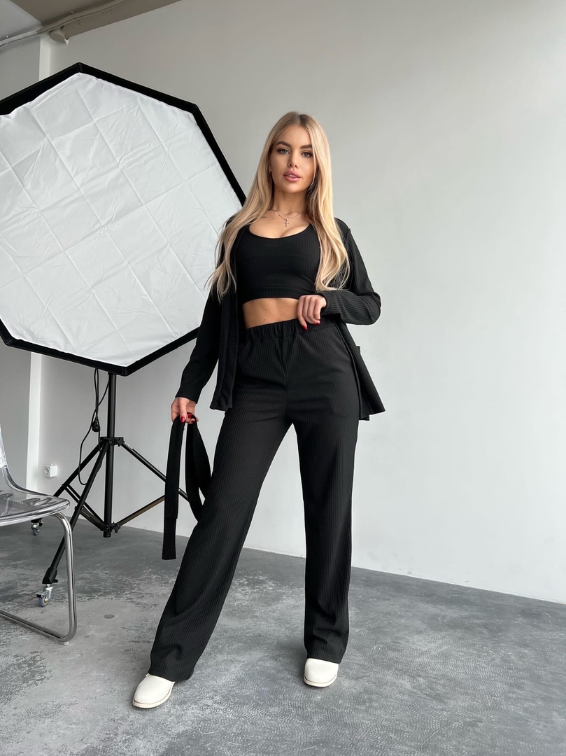 

Женский трикотажный костюм тройка Le'Katrin 451-2XL Черный