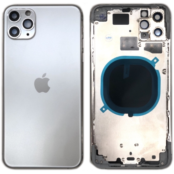 

Крышка задняя iPhone 11 Pro Max с рамкой Silver Copy