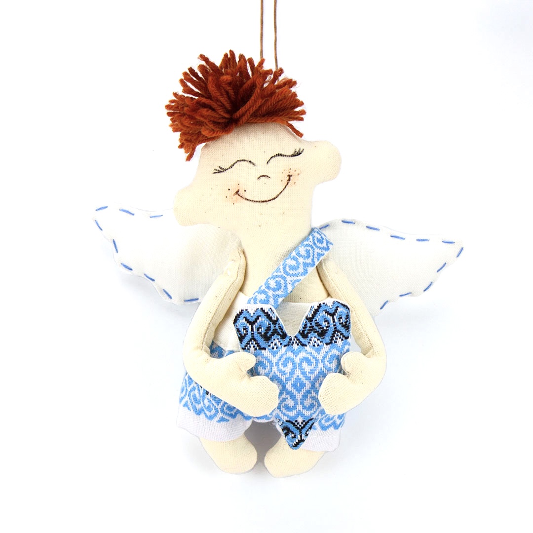 

Мягкая игрушка TataMatata Ручной работы Hand Made - Ангелочек в украинском стиле 17 см Бело-синий