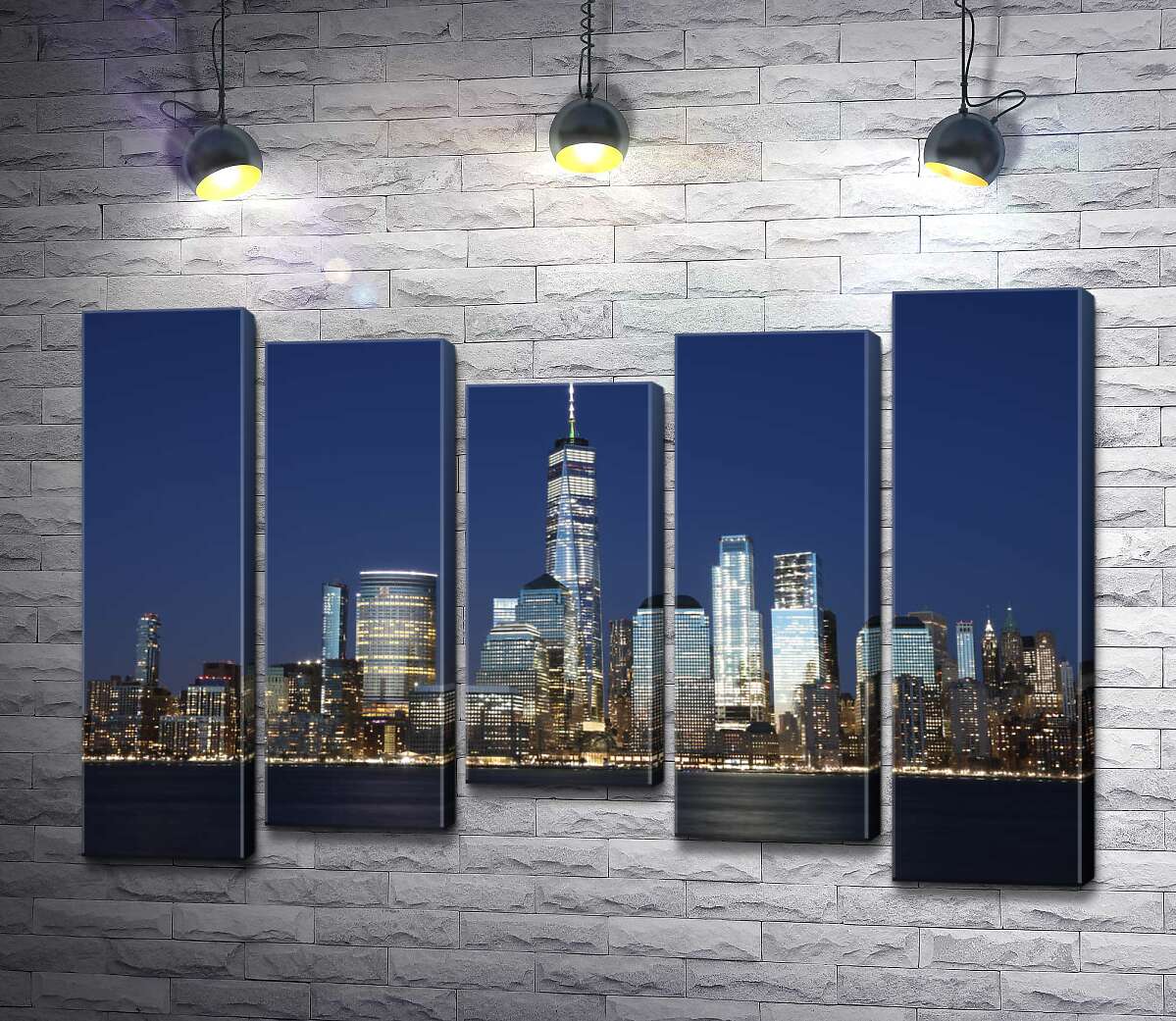 

Модульная картина ArtPoster Вид на ночные небоскребы Джерси-Сити (Jersey City) из вод реки Гудзон (Hudson River) 130x88 см Модуль №28
