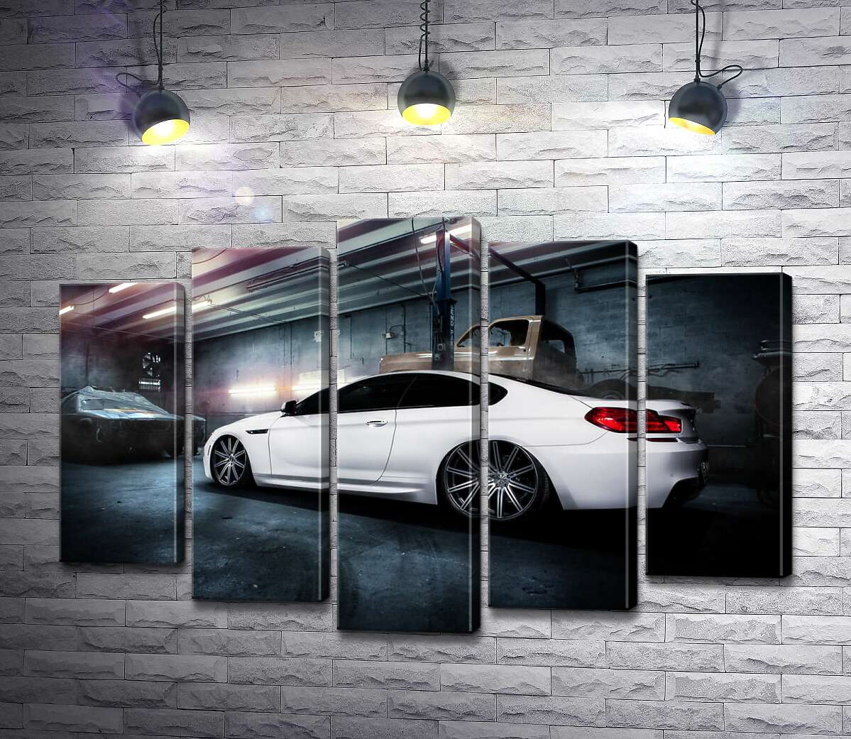 

Модульная картина ArtPoster Белый блеск автомобиля BMW M6 Gran Coupé 100x69 см Модуль №26