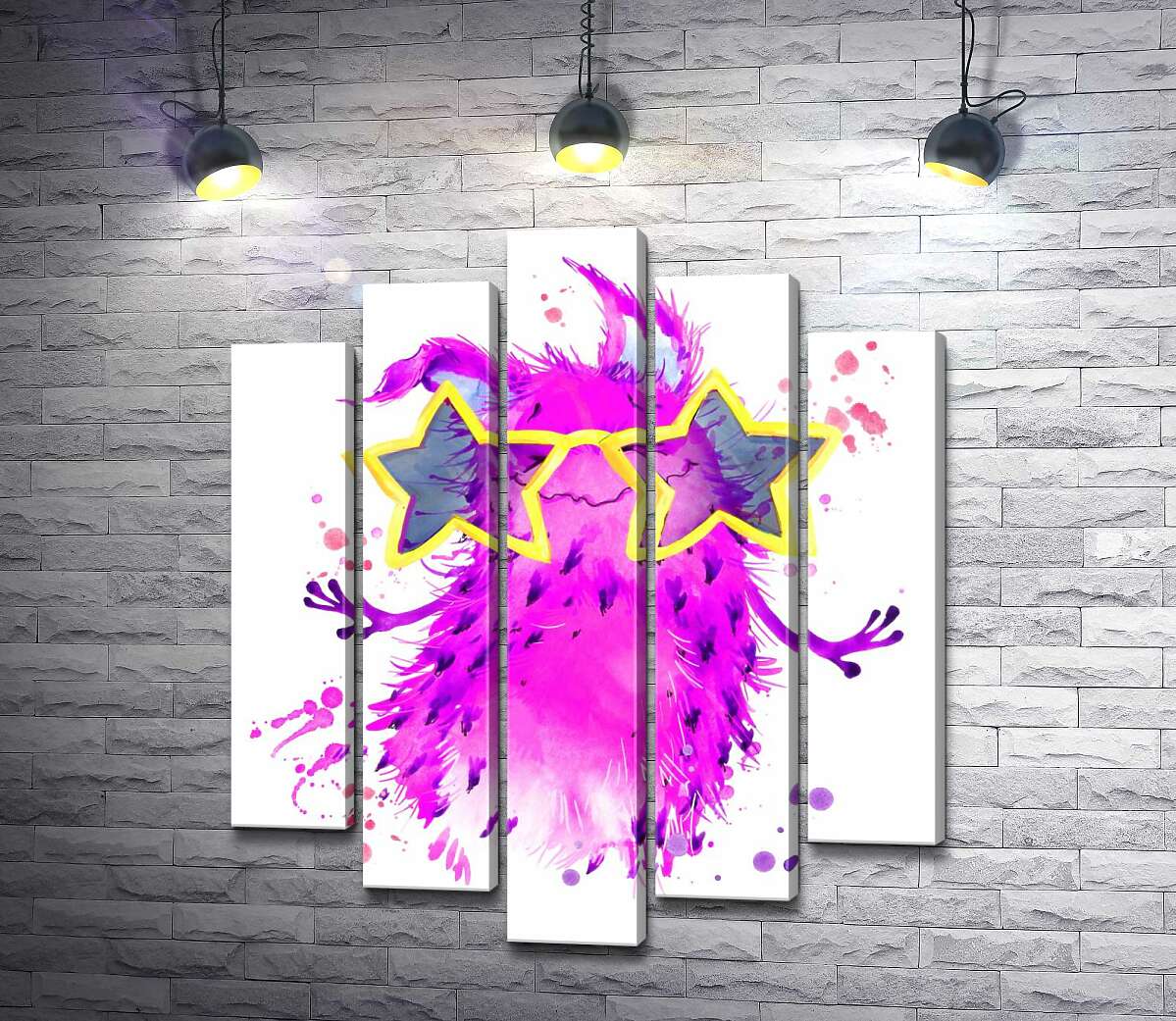 

Модульная картина ArtPoster Веселый розовый монстр танцует в очках 130x156 см Модуль №26