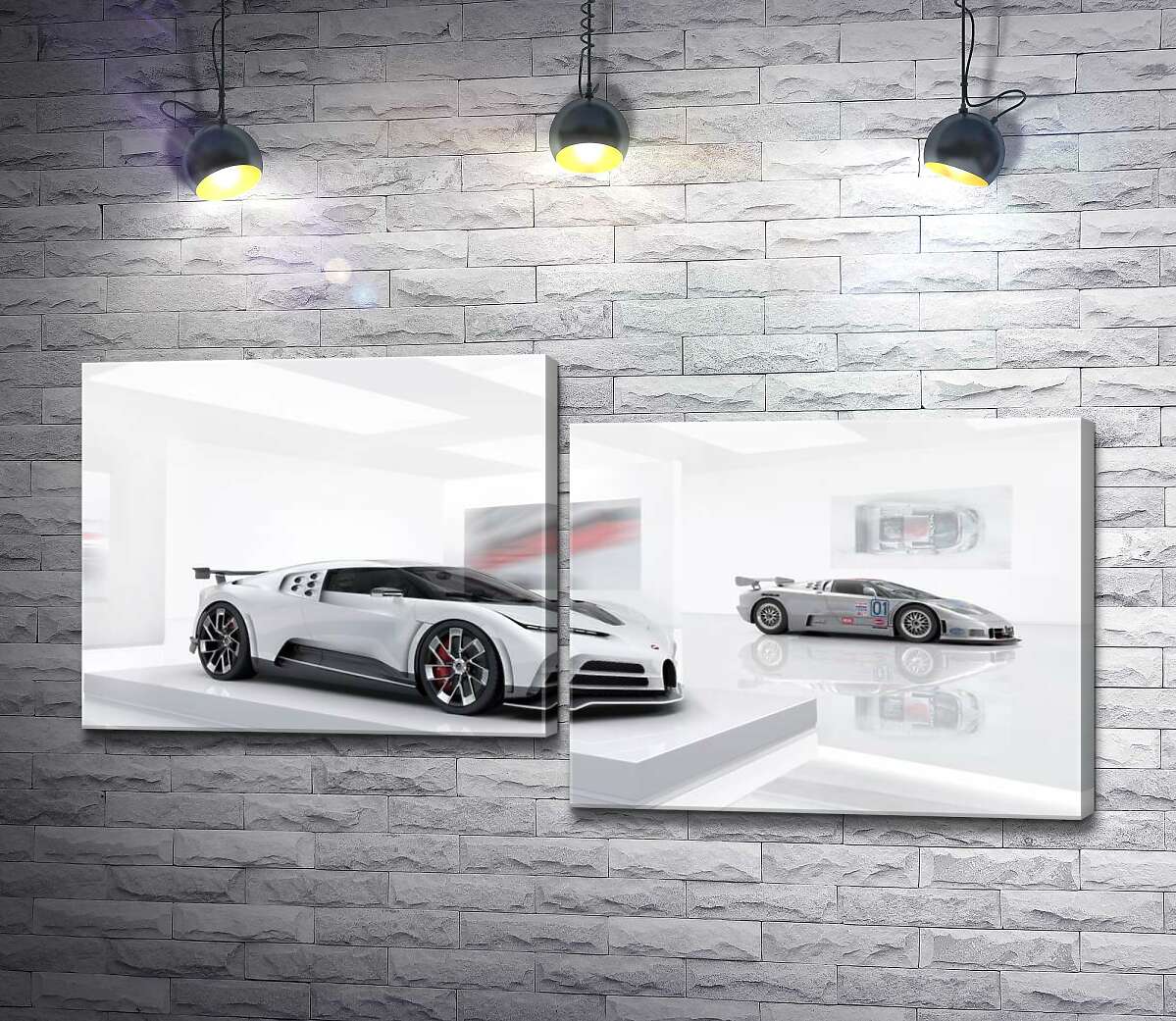 

Модульная картина ArtPoster Белый блеск спортивного автомобиля Бугатти (Bugatti Centodieci) 130x66 см Модуль №5