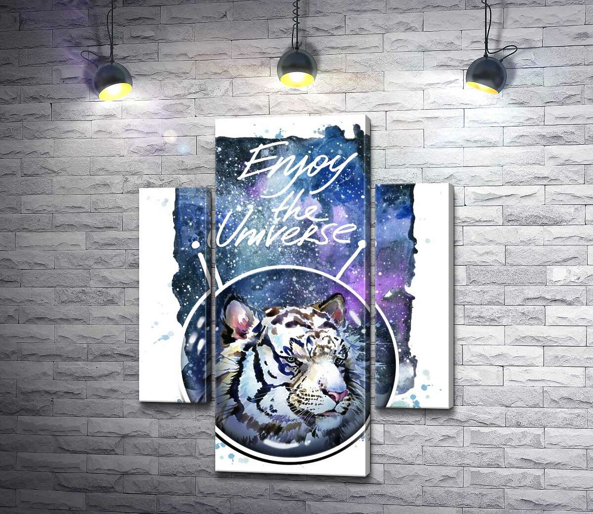 

Модульная картина ArtPoster Белый тигр с надписью "Enjoy the Universe" 131x168 см Модуль №7