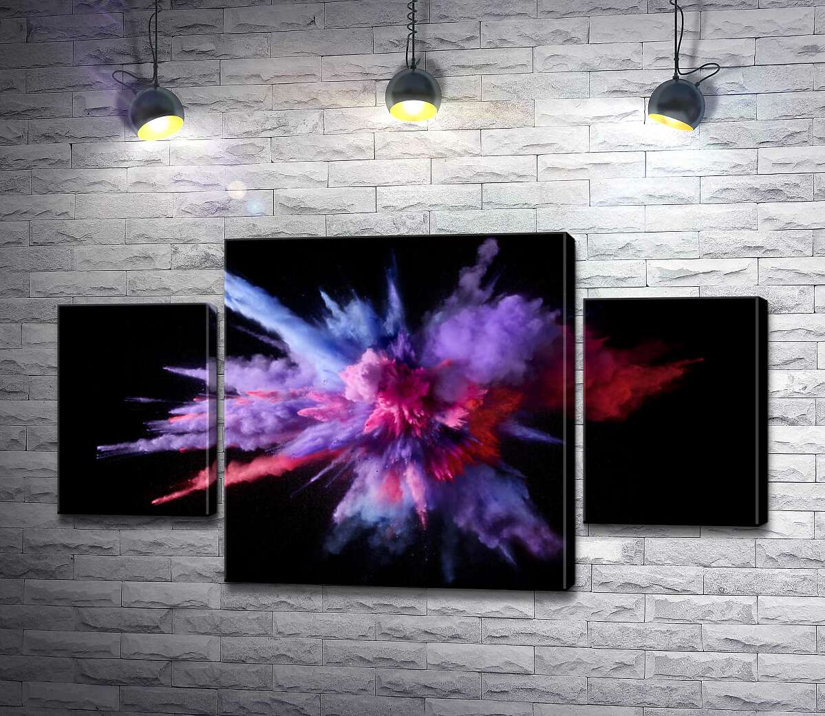 

Модульная картина ArtPoster Взрыв цветов в черном пространстве 80x45 см Модуль №7
