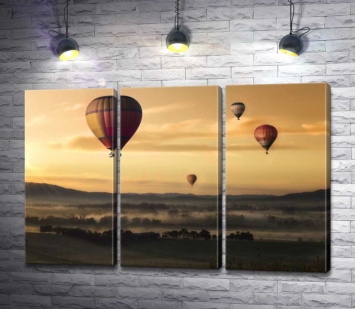 

Модульная картина ArtPoster Воздушные шары встречают утро над туманной равниной 132x87 см Модуль №11