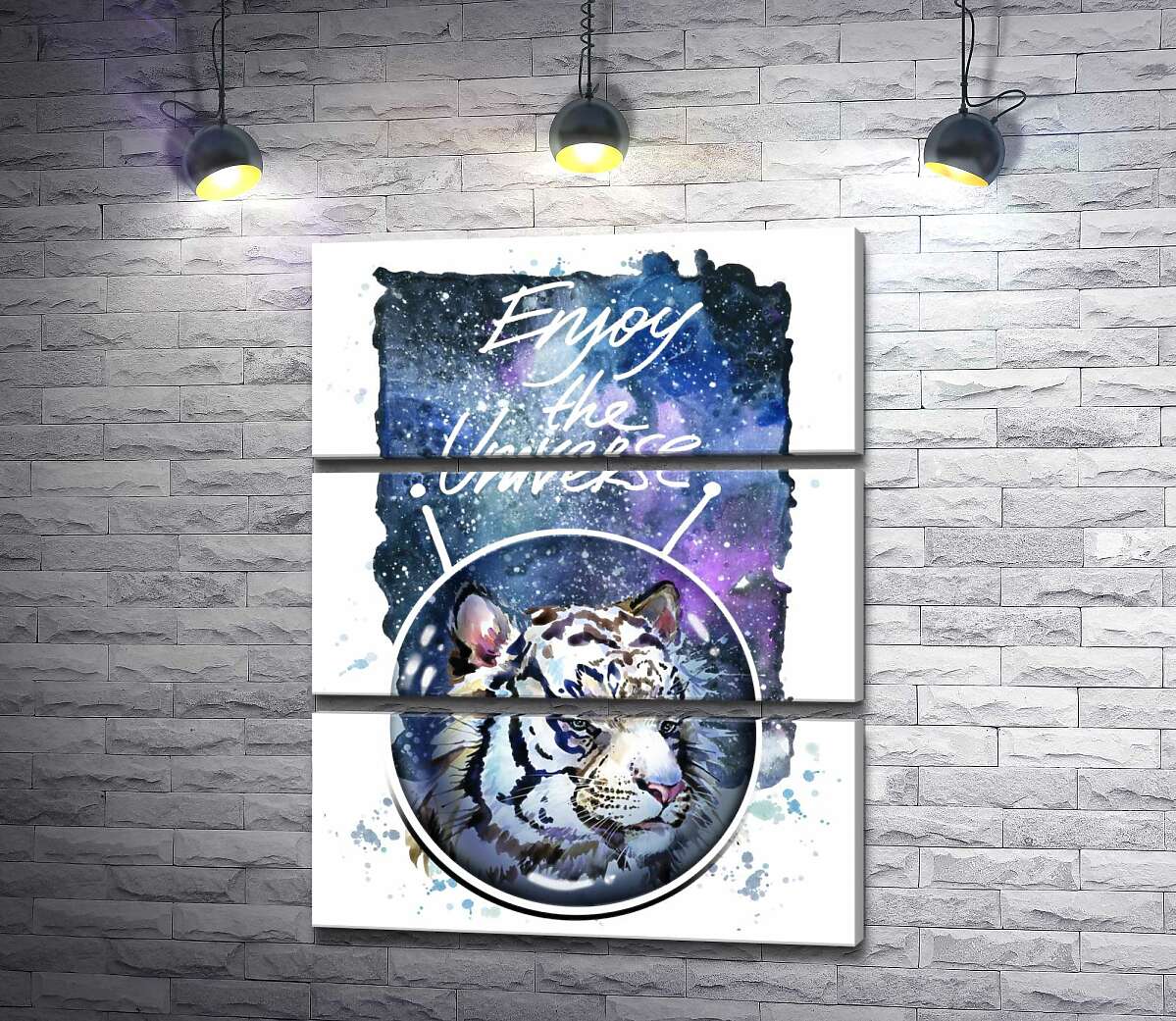 

Модульная картина ArtPoster Белый тигр с надписью "Enjoy the Universe" 130x168 см Модуль №13