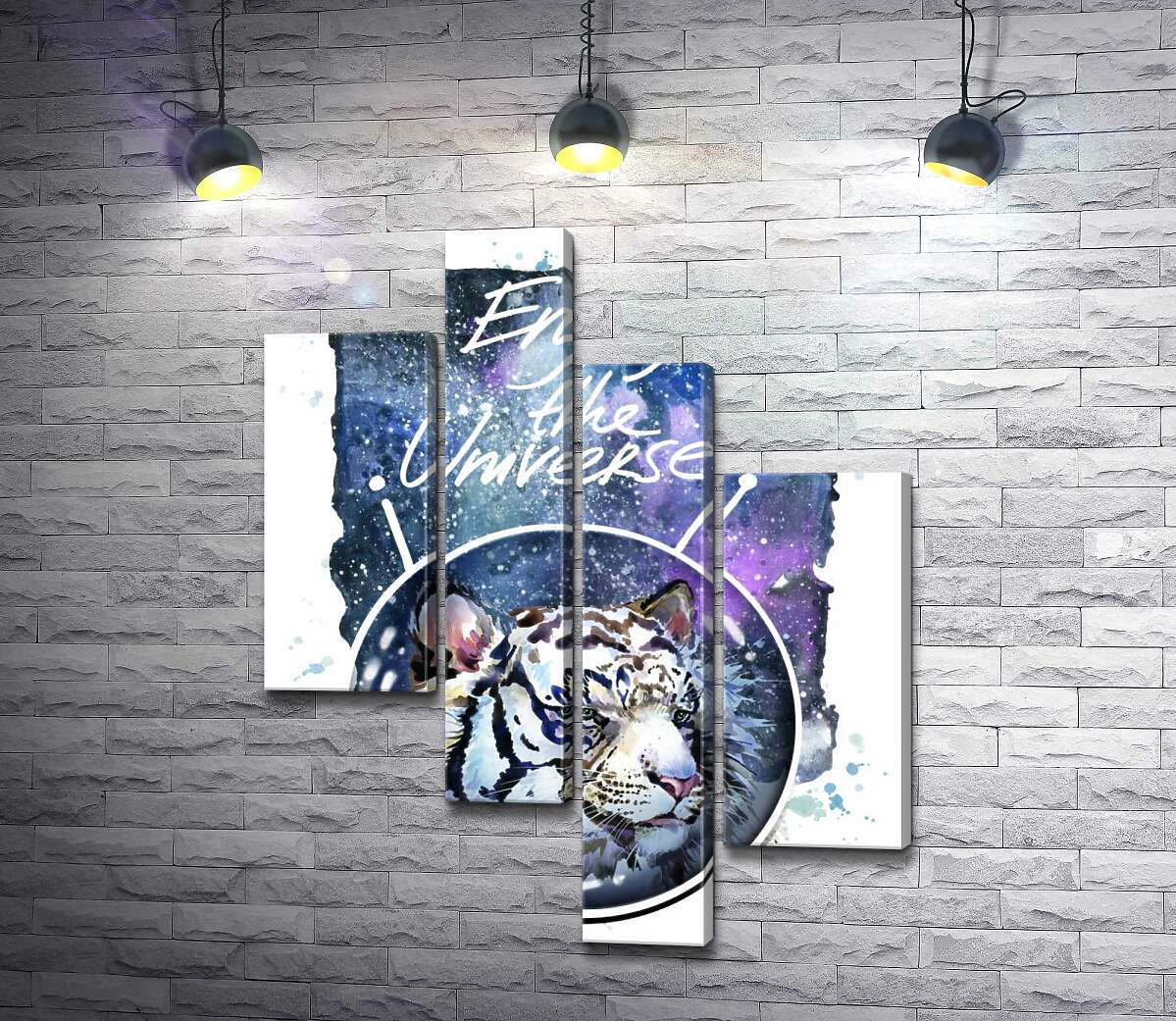 

Модульная картина ArtPoster Белый тигр с надписью "Enjoy the Universe" 100x129 см Модуль №20