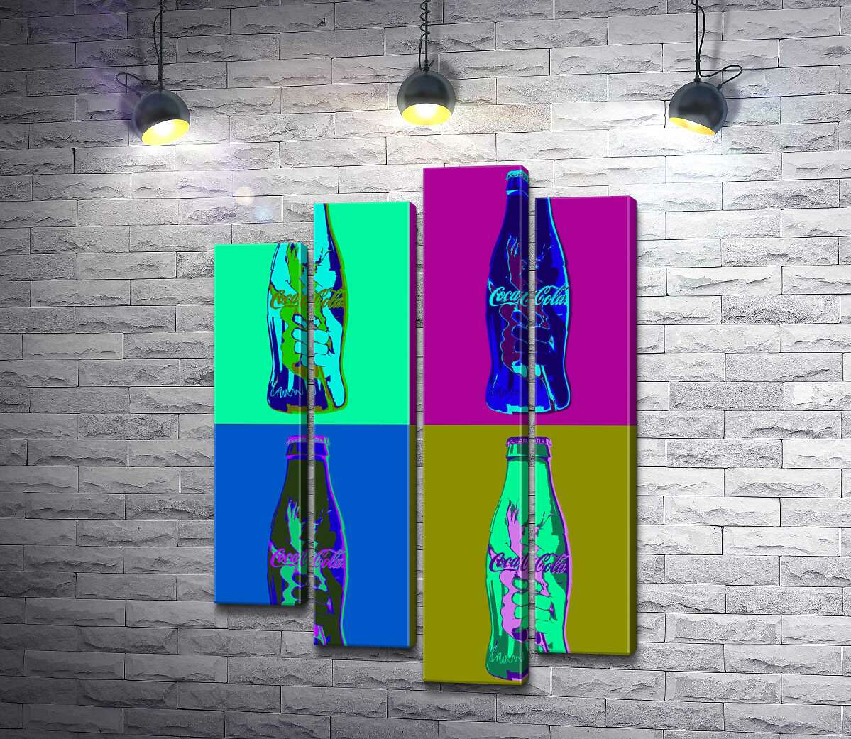 

Модульная картина ArtPoster Бутылки "Кока-колы" (Coca-cola) в неоновых цветах 132x185 см Модуль №21
