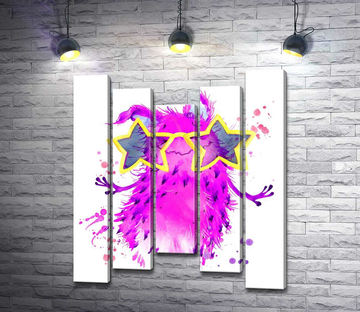 

Модульная картина ArtPoster Веселый розовый монстр танцует в очках 100x120 см Модуль №28