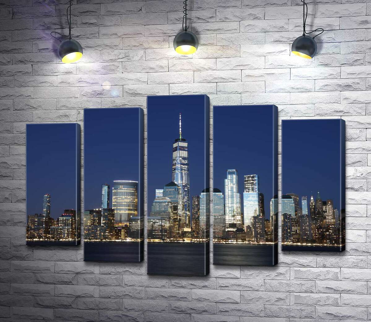 

Модульная картина ArtPoster Вид на ночные небоскребы Джерси-Сити (Jersey City) из вод реки Гудзон (Hudson River) 100x69 см Модуль №26