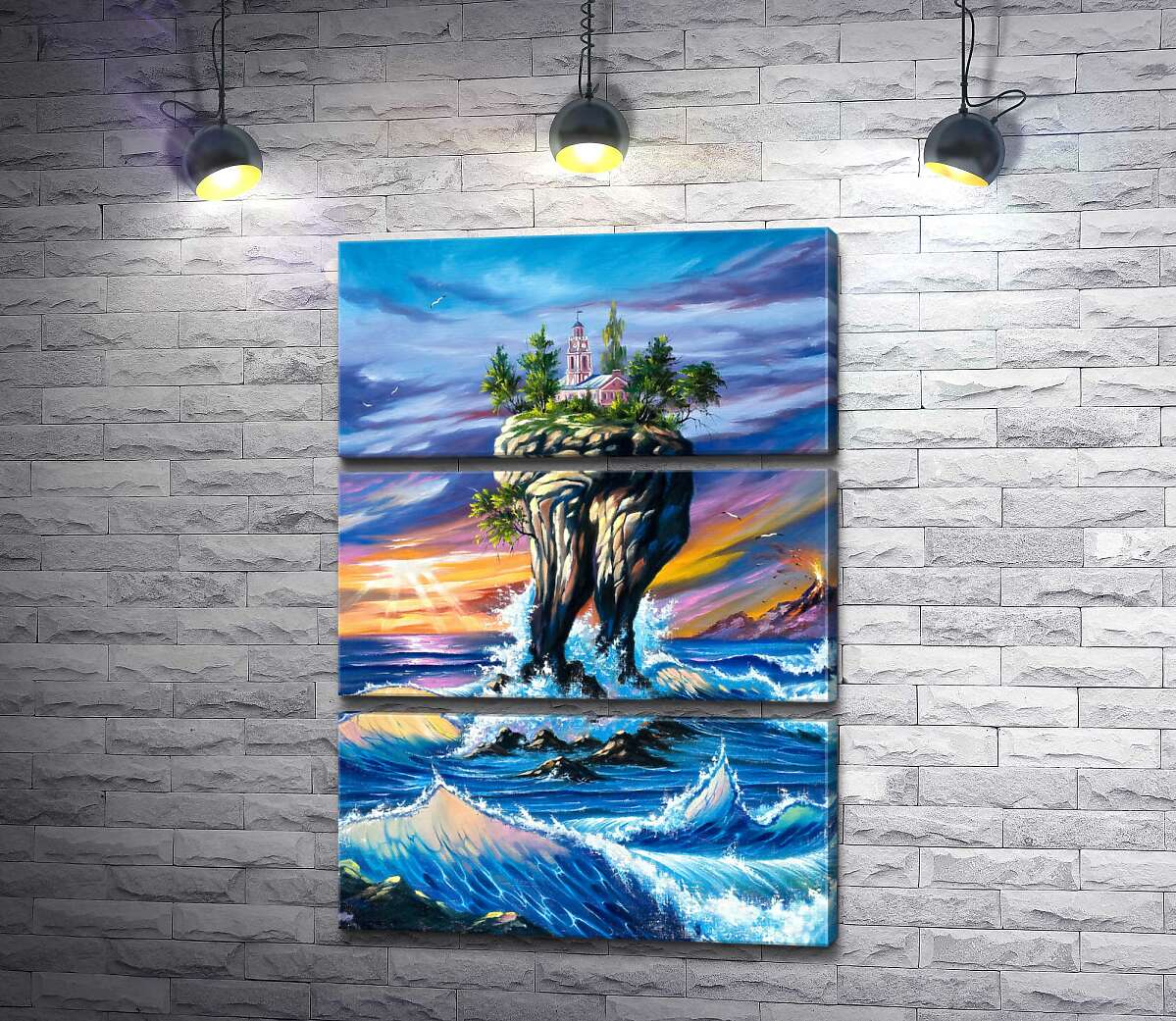 

Модульная картина ArtPoster Бурные волны омывают скалу с ратушей 50x72 см Модуль №13