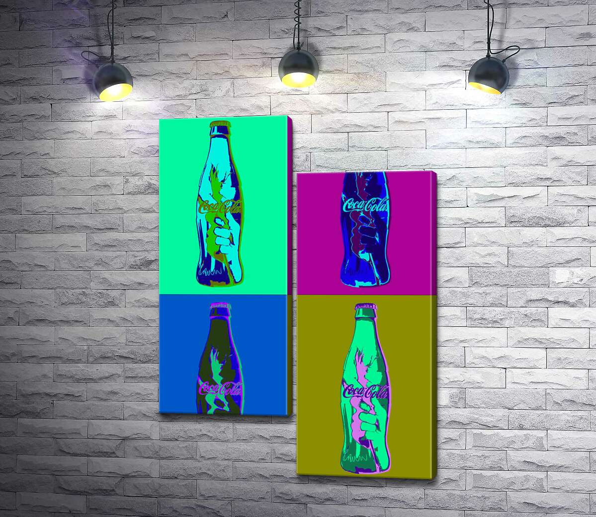

Модульная картина ArtPoster Бутылки "Кока-колы" (Coca-cola) в неоновых цветах 100x143 см Модуль №5