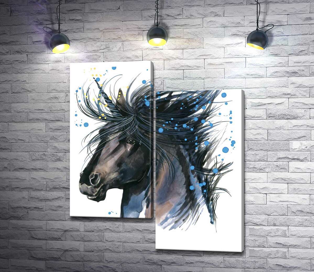 

Модульная картина ArtPoster Ветер развевает черную гриву единорога 50x60 см Модуль №5