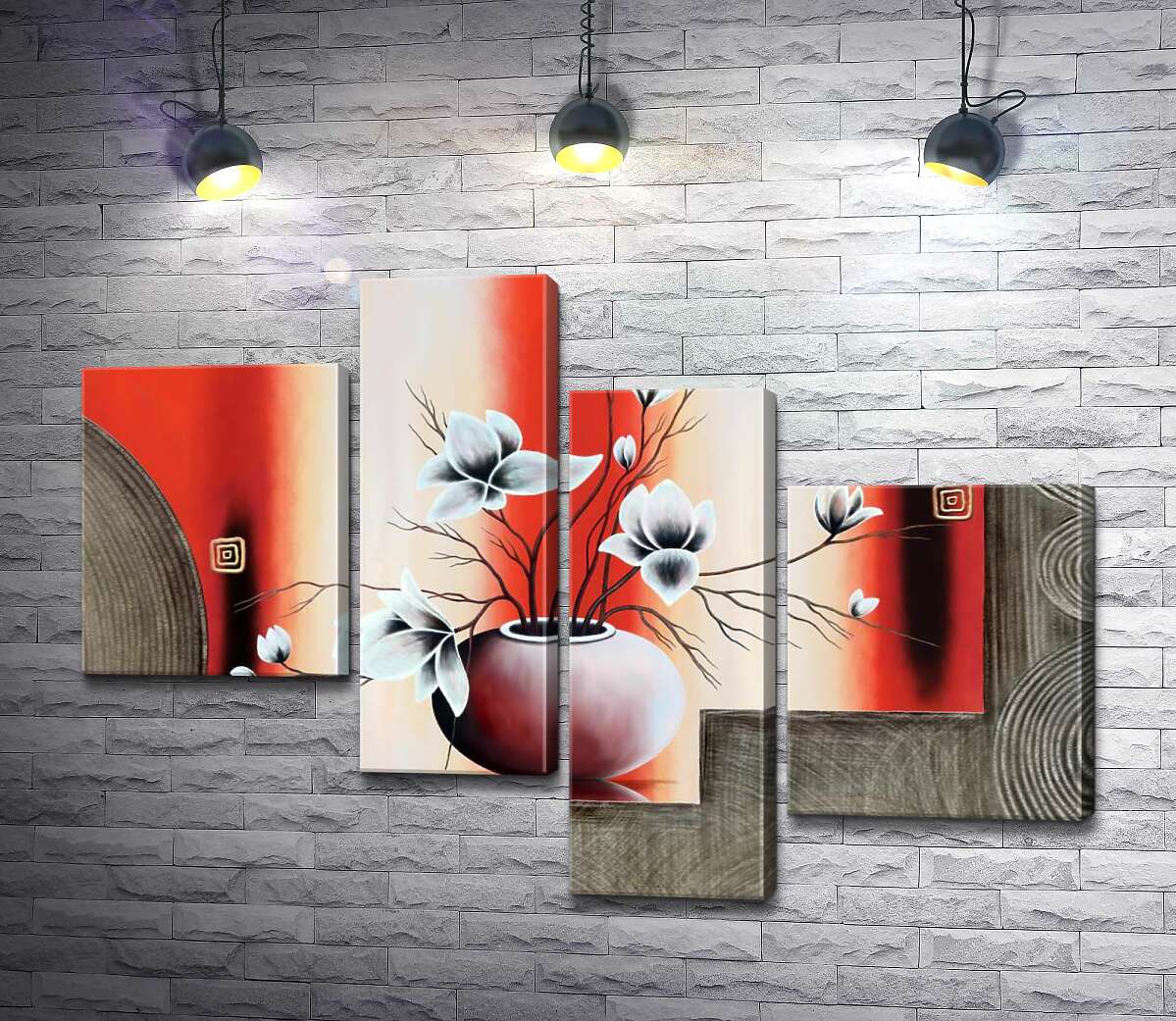 

Модульная картина ArtPoster Ваза с хрупкими стеблями белых магнолий на красном фоне 130x93 см Модуль №20