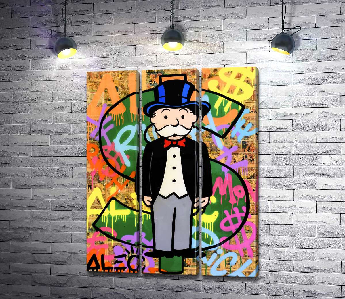 

Модульная картина ArtPoster Богатый дядя Пеннибергс (Rich Uncle Pennybags) – Алек Монополи (Alec Monopoly) 132x175 см Модуль №11