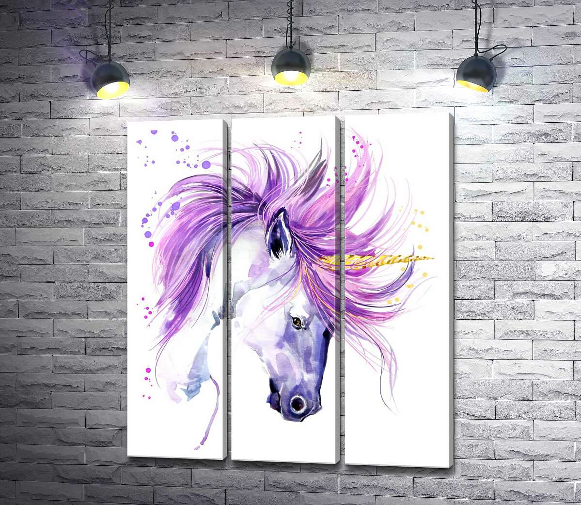 

Модульная картина ArtPoster Белый единорог с фиолетовой гривой 102x118 см Модуль №11