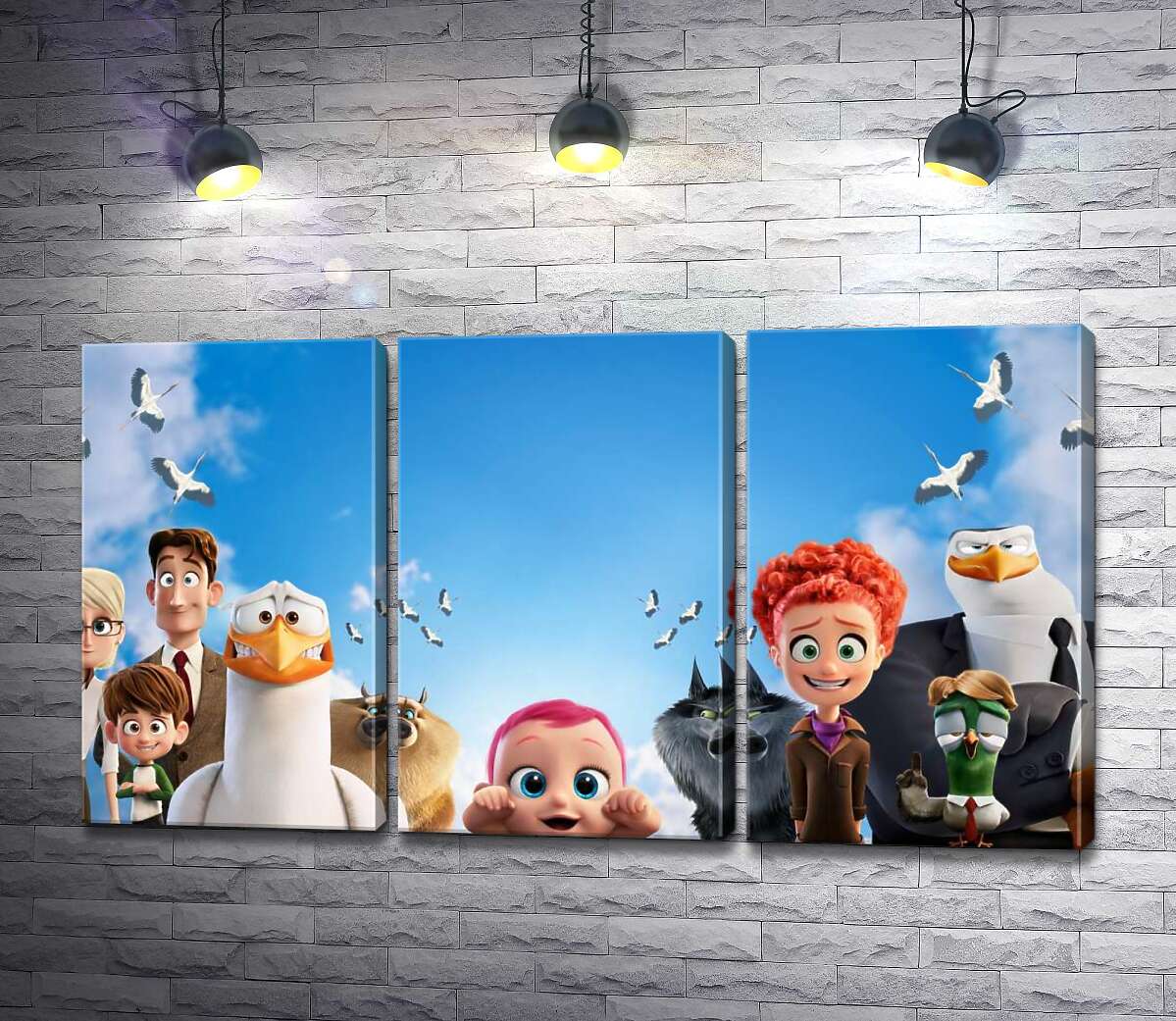 

Модульная картина ArtPoster Веселый постер с персонажами мультфильма "Аисты" 132x73 см Модуль №11