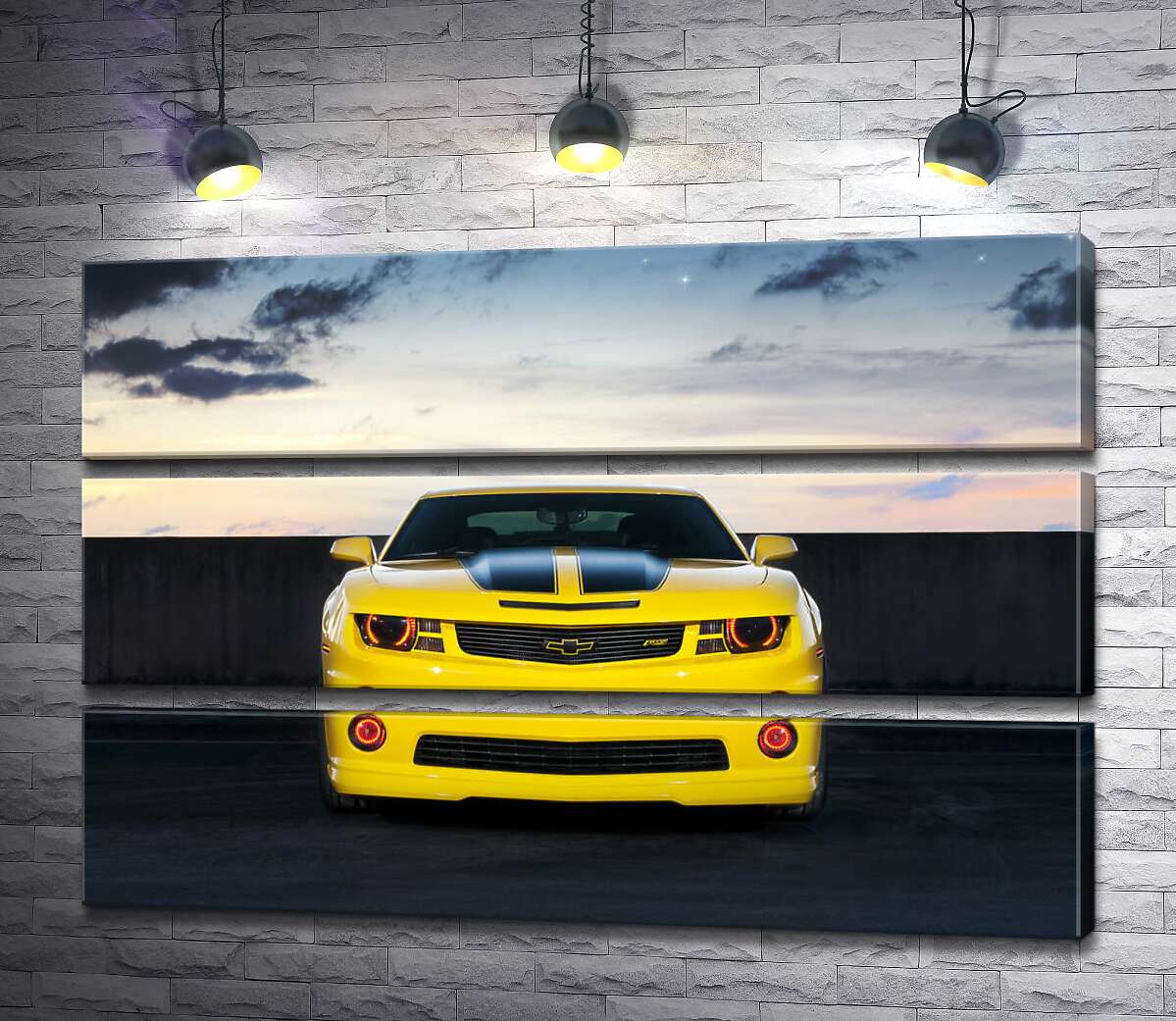 

Модульная картина ArtPoster Блеск желтой поверхности автомобиля Chevrolet Camaro 90x60 см Модуль №13
