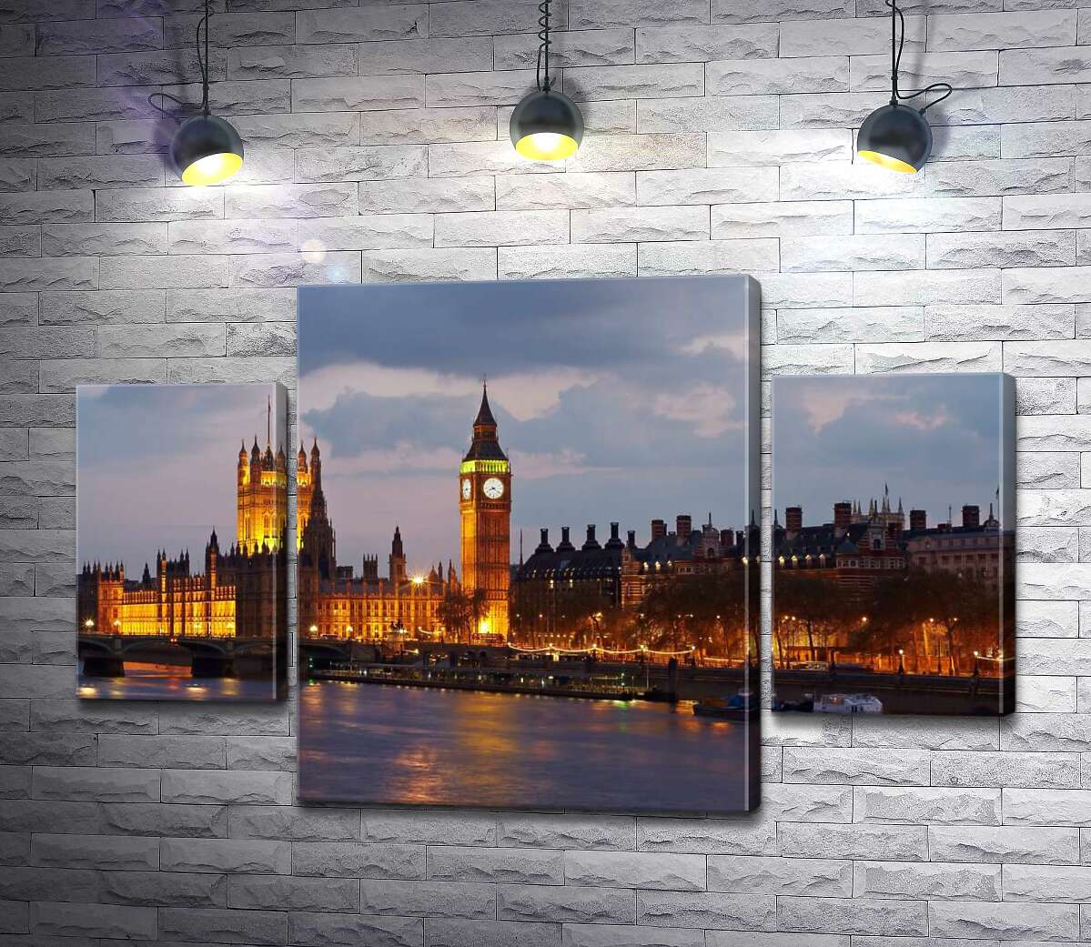 

Модульная картина ArtPoster Вечерняя набережная Темзы сияет огнями Вестминстерского дворца (Palace of Westminster) 131x84 см Модуль №7