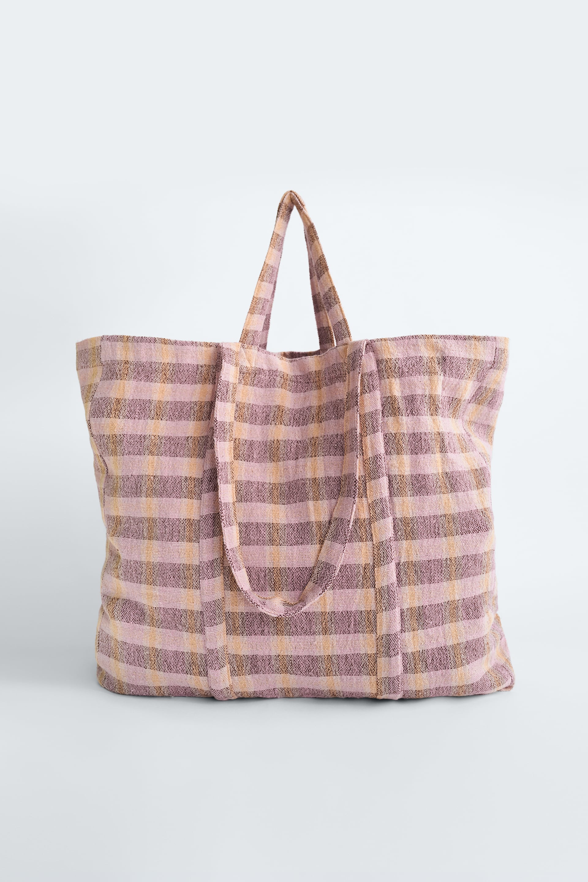 

Сумка шопер Zara 61х45х13 см светло розовый клетка 0128015620
