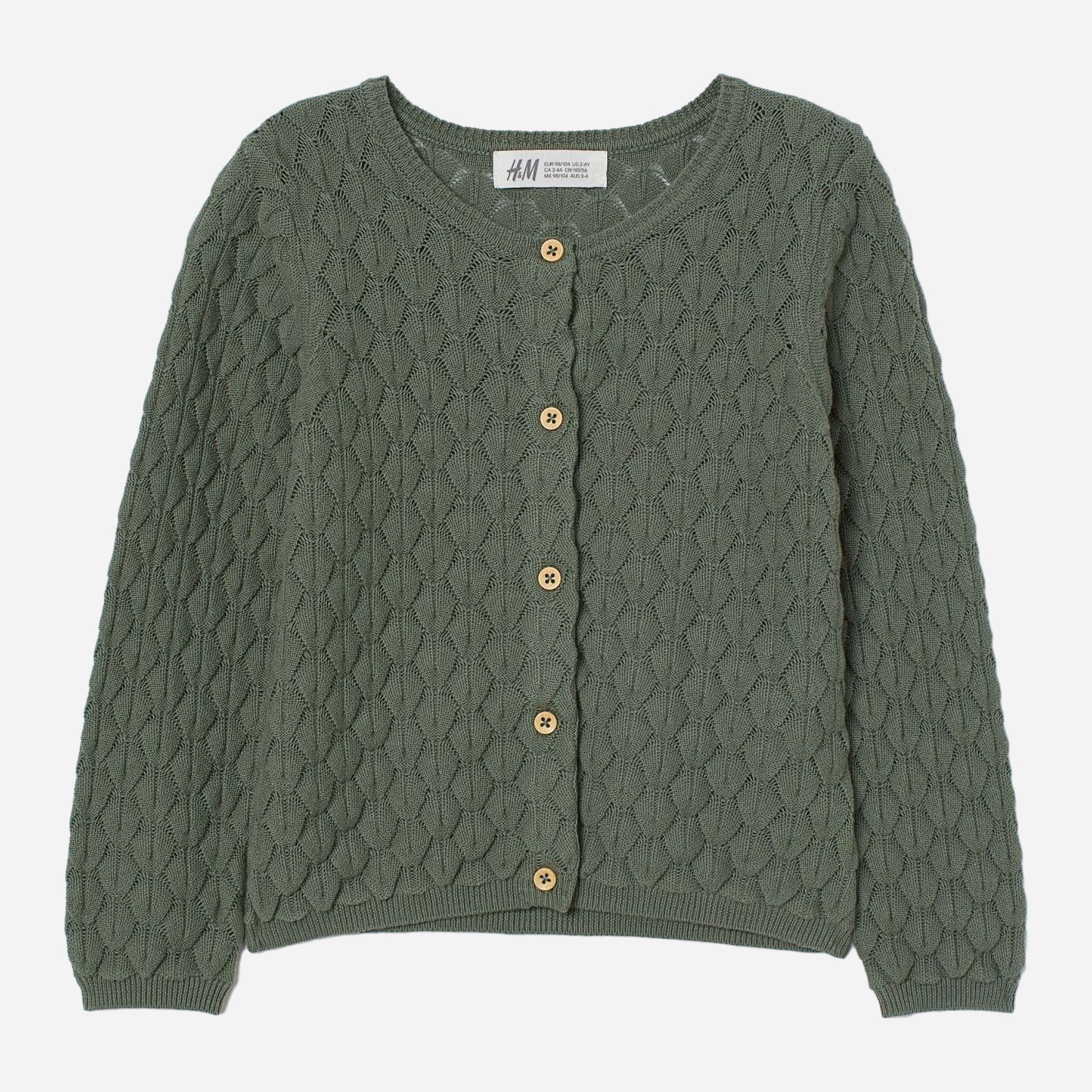 

Кардиган H&M 0802396 110-116 см Зеленый