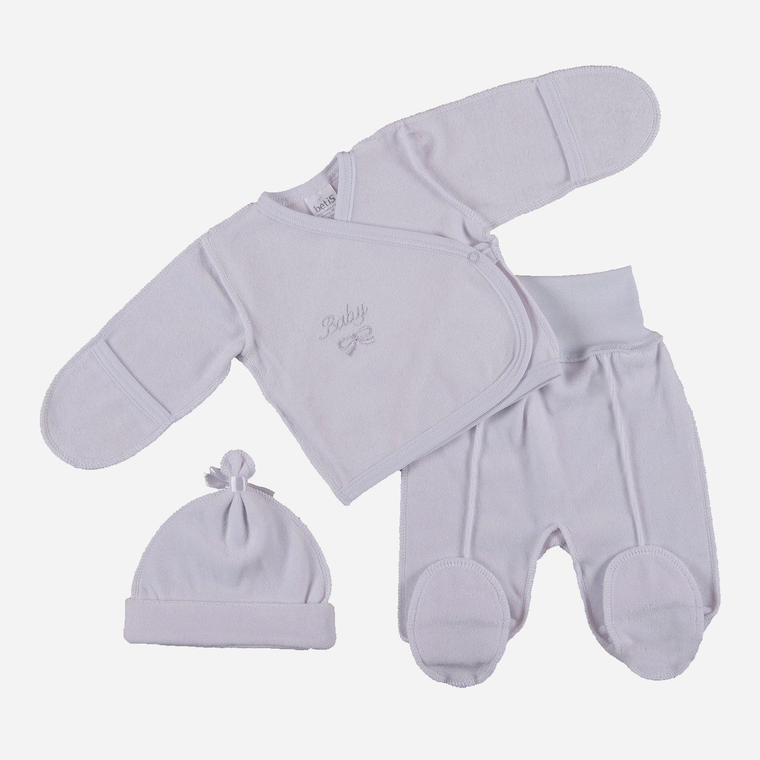 

Комплект (шапочка + распашонка + ползунки) BetiS 27076695 Baby Велюр 62 см  р Белый, Комплект (шапочка + распашонка + ползунки) BetiS 27076695 Baby Велюр 62 см 40 р Белый