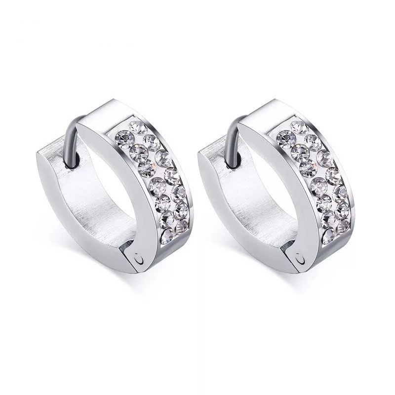 

Женские серьги ювелирная сталь с фианитами steel 103