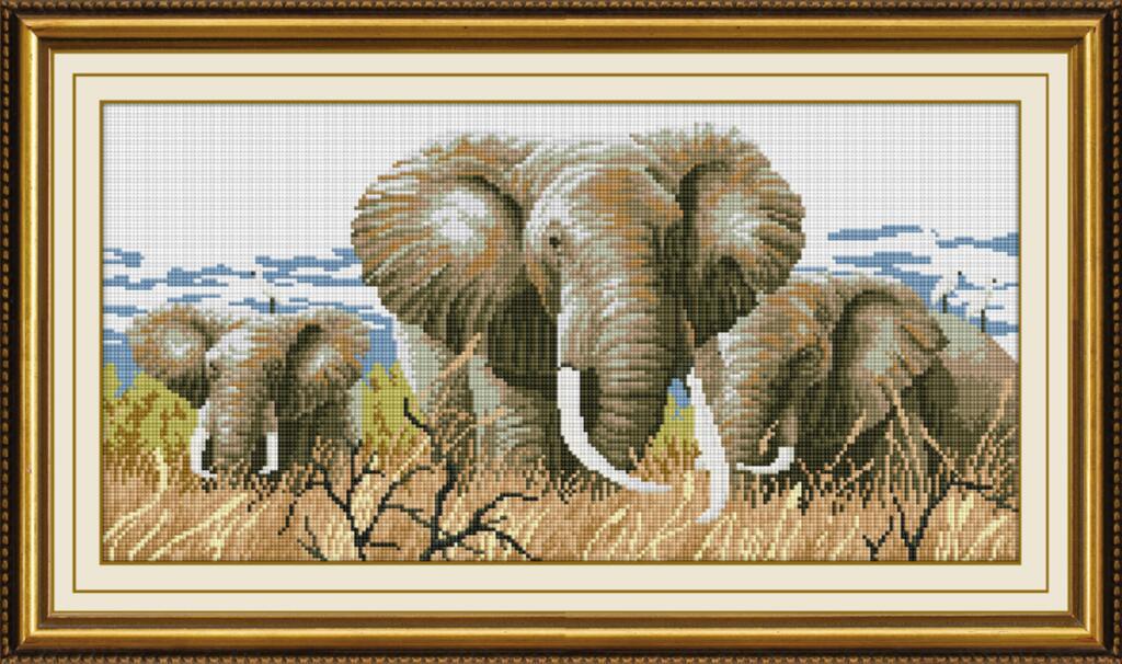 

Алмазная мозаика Слоны Dream Art 30166 31x63см 16 цветов, квадр.стразы, полная зашивка. Набор алмазной вышивки