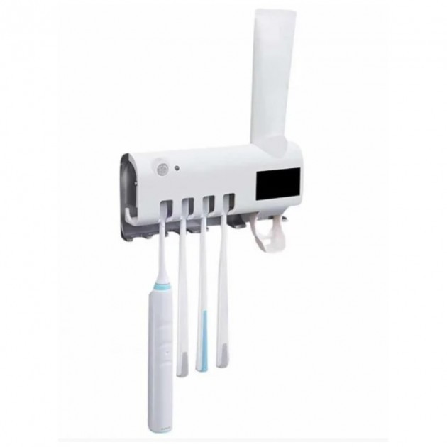 

Держатель диспенсер стерилизатор для зубных щеток и зубной пасты Toothbrush sterilizer Белый