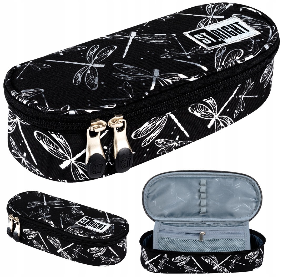 

Пенал школьный для девочки PC-01 Стрекозы ST.Right 627552 черный