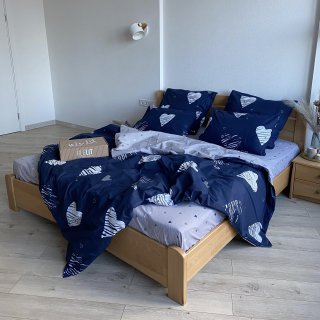 

Комплект постельного белья Lelit 0385/1 Бязь Серо-синий с сердцами 180х215