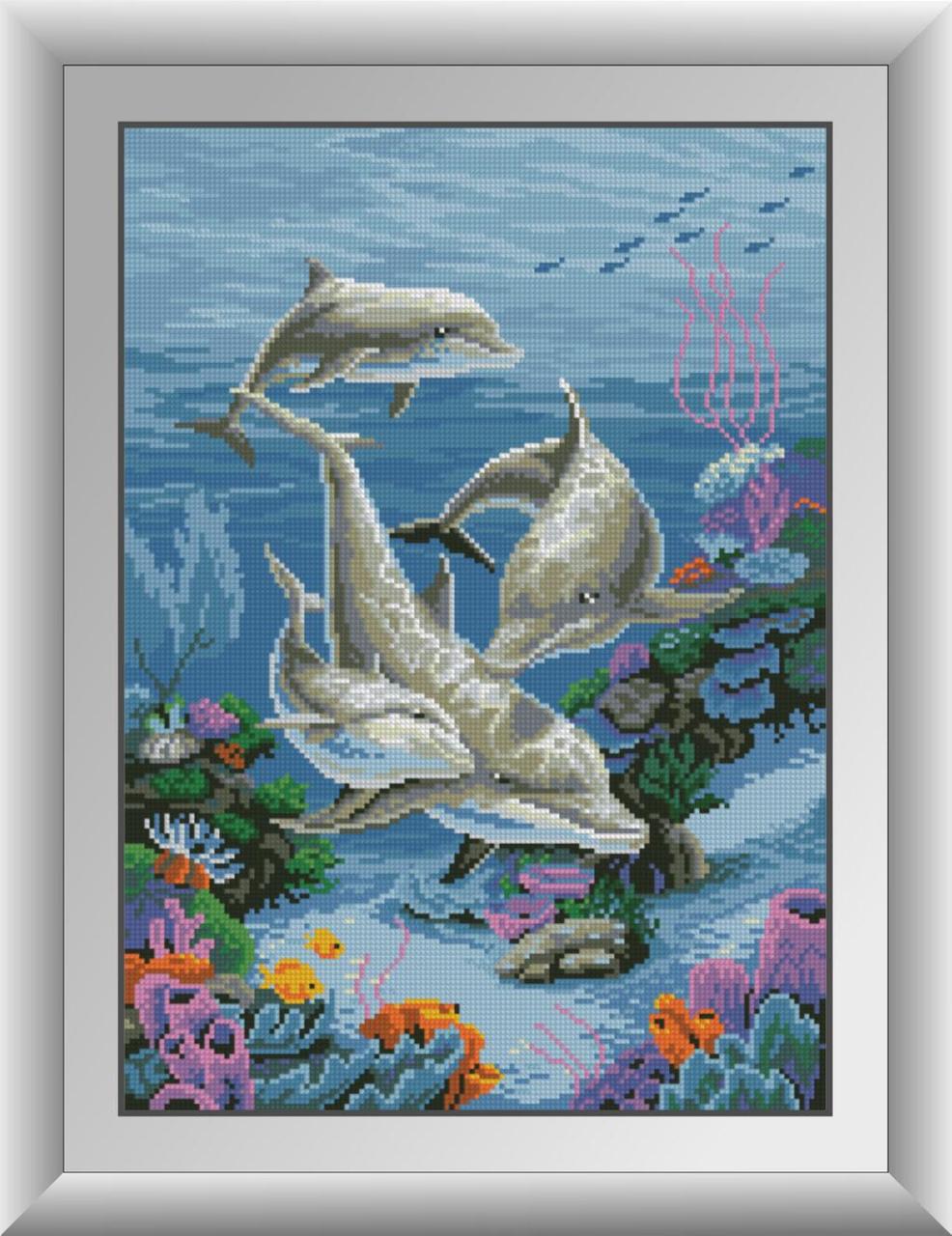 

Алмазная мозаика Семья дельфинов Dream Art 30059 35x49см 25 цветов, квадр.стразы, полная зашивка. Набор алмазной вышивки