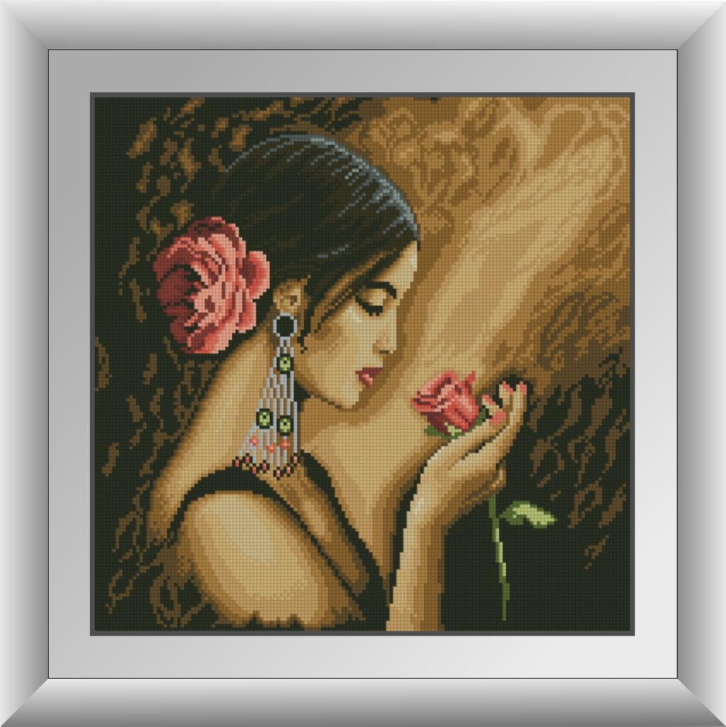 

Алмазная мозаика Испанка с цветком Dream Art 30168 39х39см 19 цветов, квадр.стразы, полная зашивка. Набор алмазной вышивки