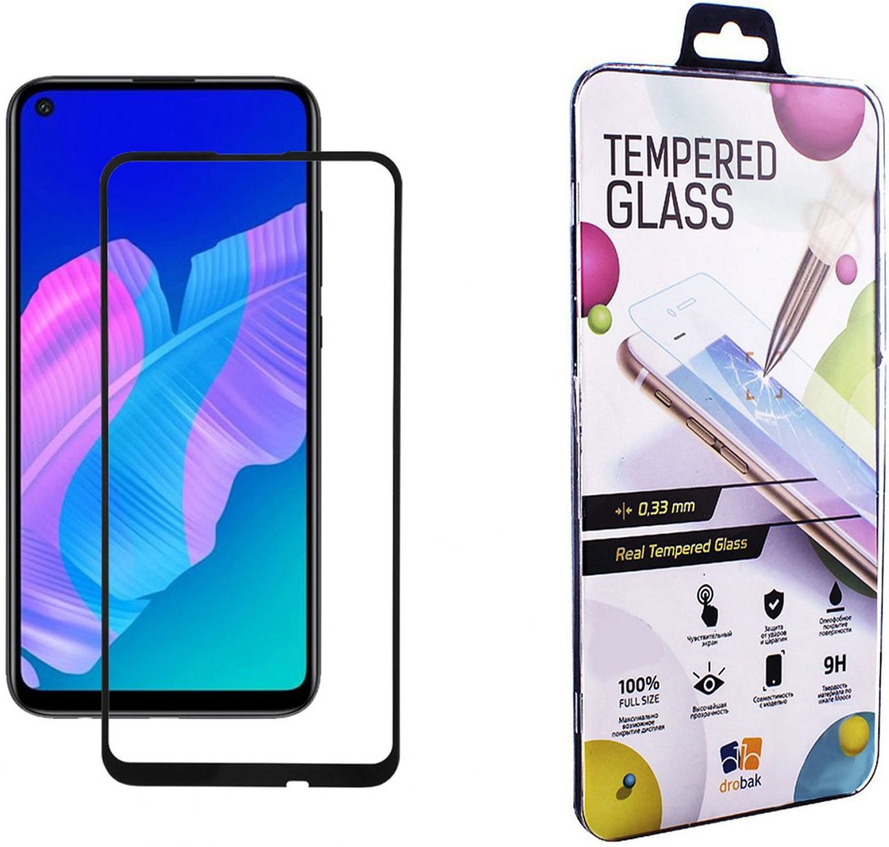 

Защитное стекло Drobak для Huawei P40 lite Black
