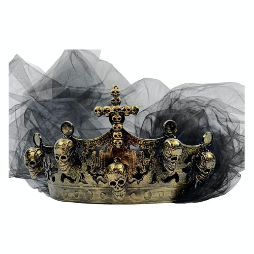 

Корона Королева Муэрте с фатой SETA Decor 19-933BLK-GL