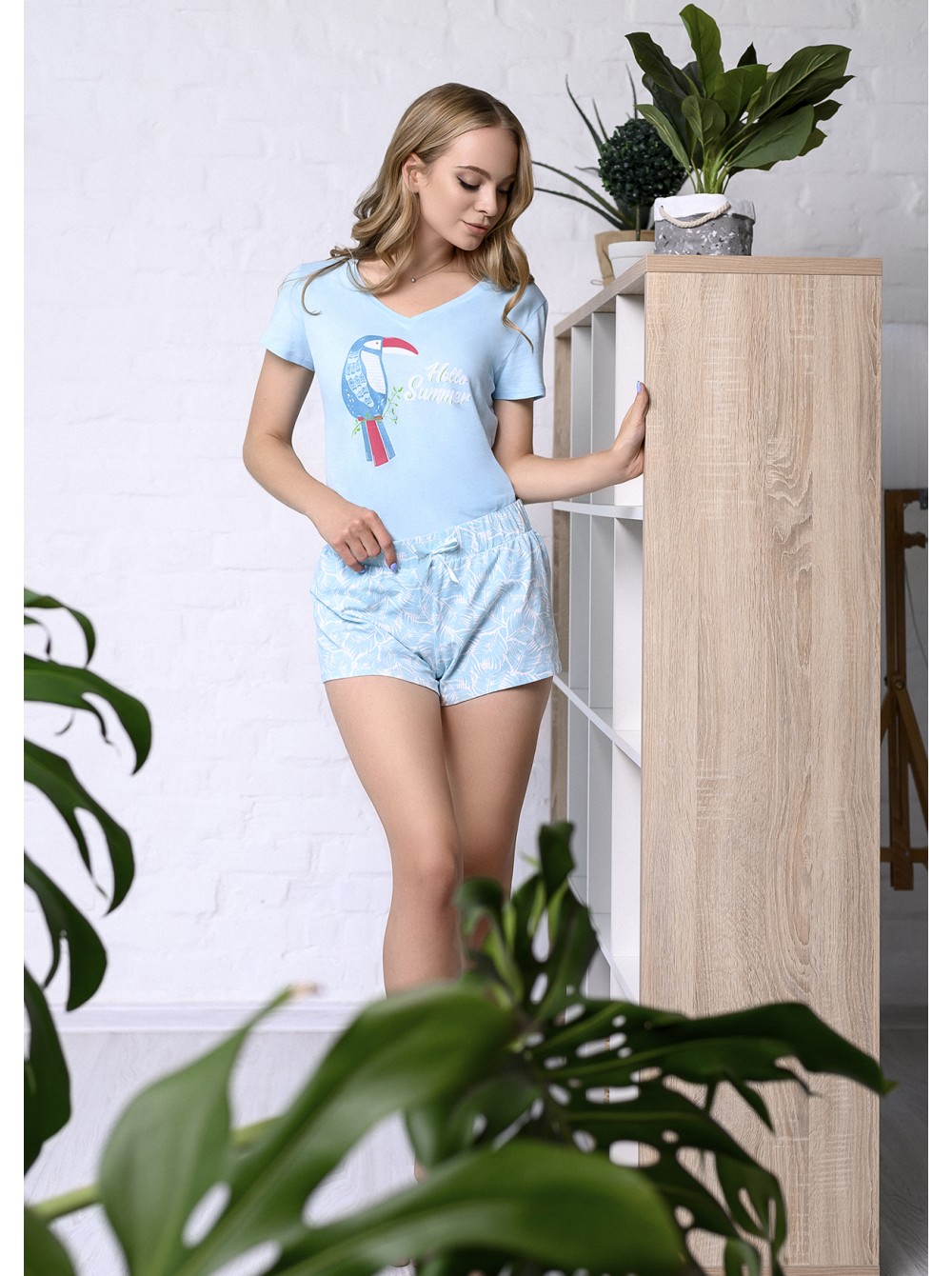

Пижама Роксана Summer 858 XL Голубой/с принтом 4828581629105