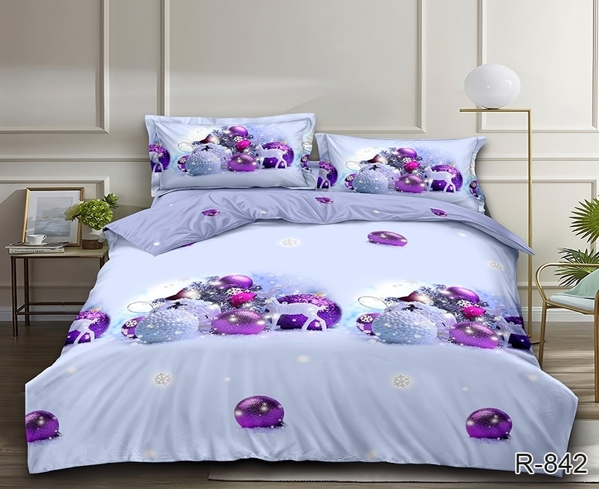 

Постельное белье с компаньоном (R842) Евро TAG tekstil Фиолетовый