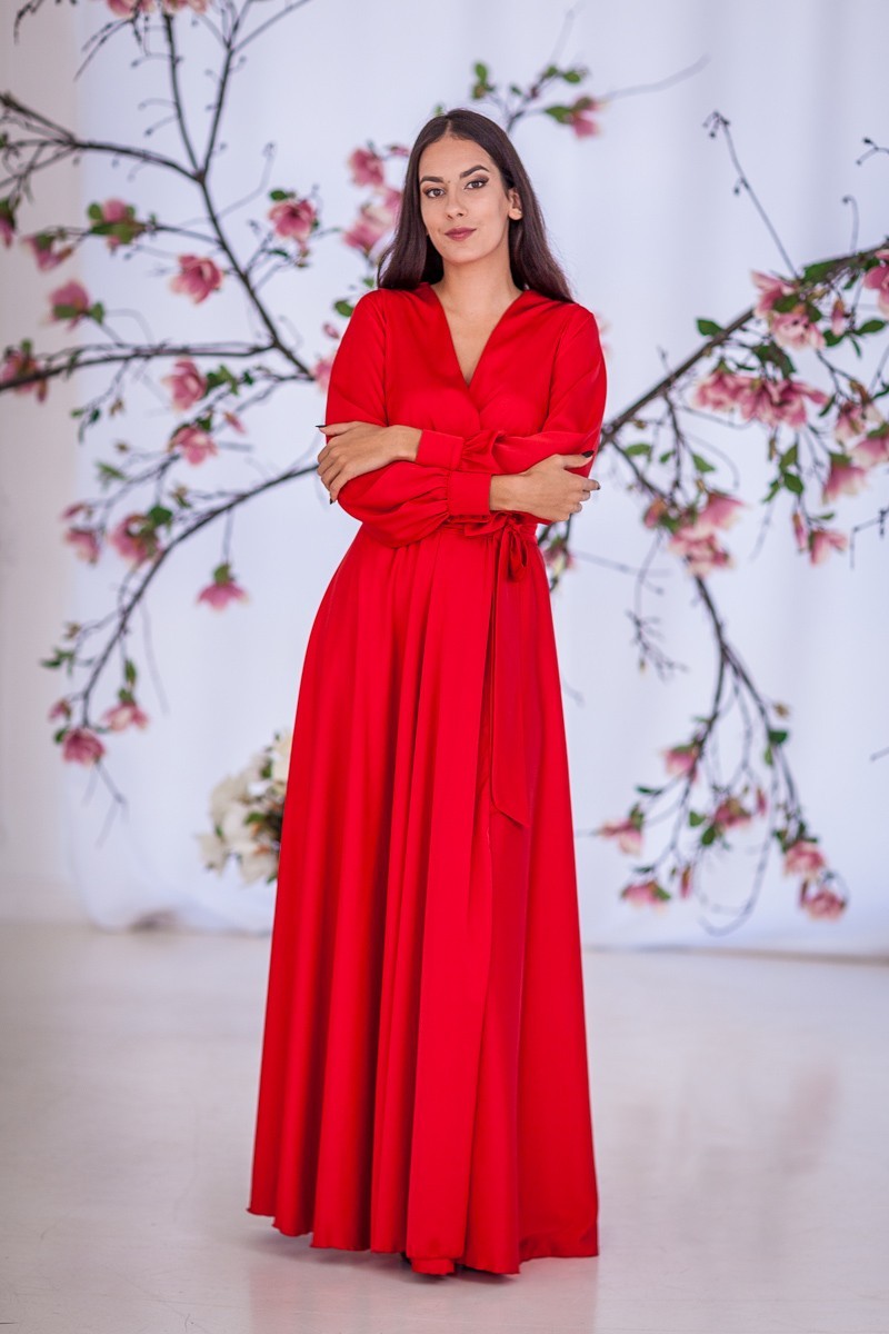 

Длинное платье в ткани с натуральным шелком FashionYouWant  красный 43425307, Длинное платье в ткани с натуральным шелком FashionYouWant XS красный 43425307